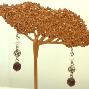 Black, Pearl, and crystal earrings